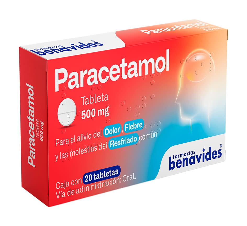 Farmacias Benavides · Paracetamol 500 mg en tabletas (20 un)
