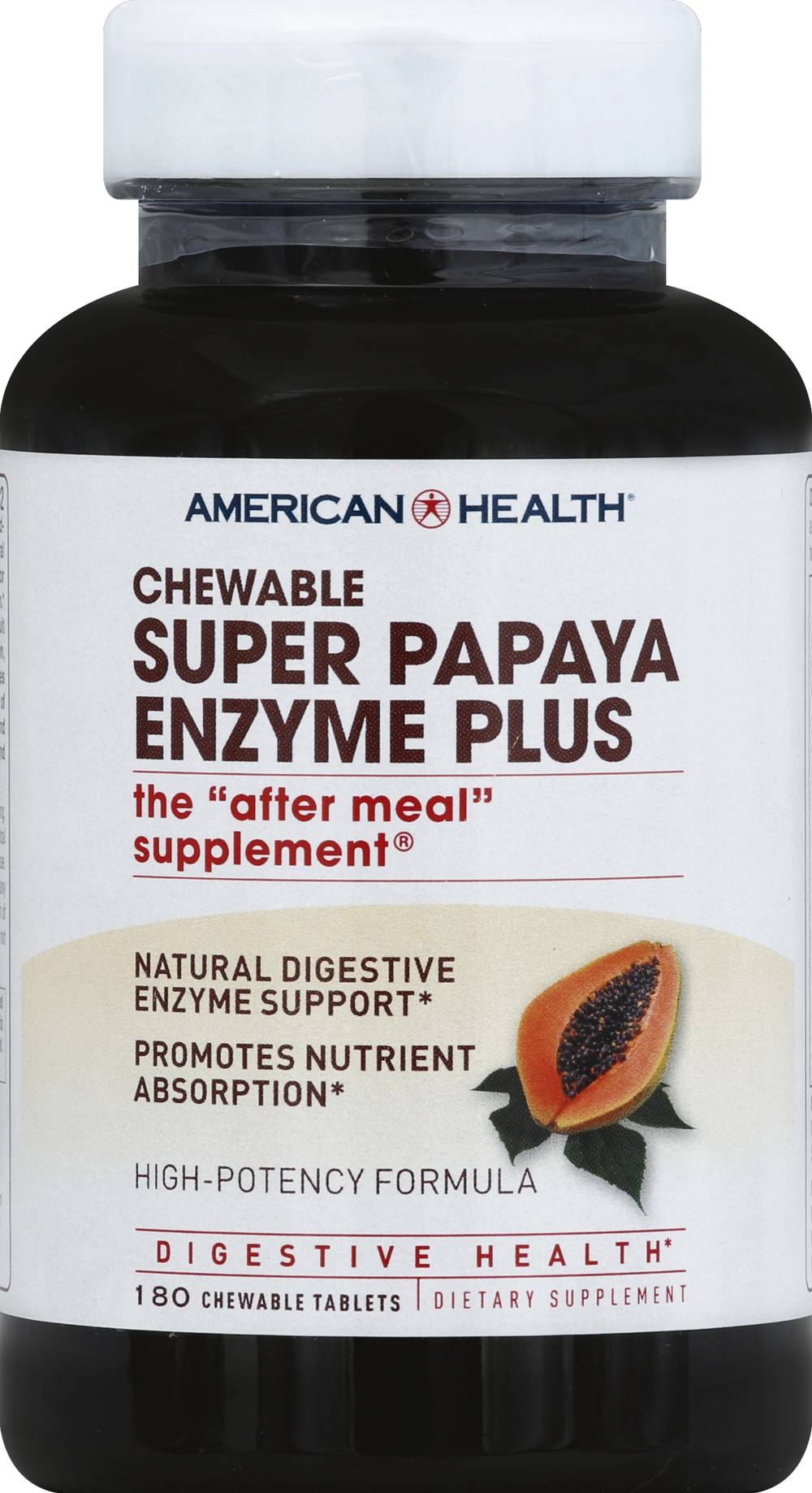 American Health Chewable Super Papaya Enzyme Plus Supplement (6.8 oz, 180 ct)