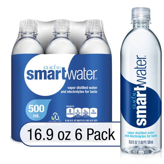 Order Smartwater Vapor Distilled Premium Water Bottles (16.9 oz x 6 ct) food online from Rite Aid store, Shawnee on bringmethat.com