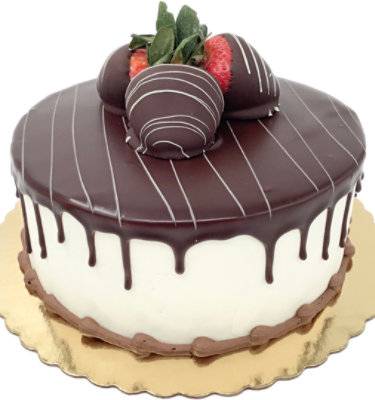 Chocolate Dipped Strawberry Cake 8 Inch - Ea