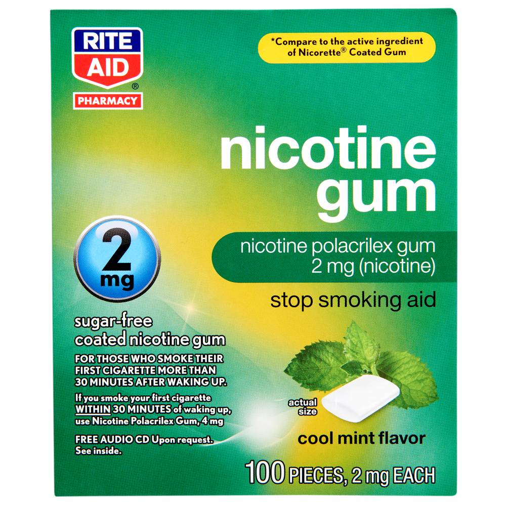 Rite Aid Nicotine Gum 2 mg, Mint (100 ct)