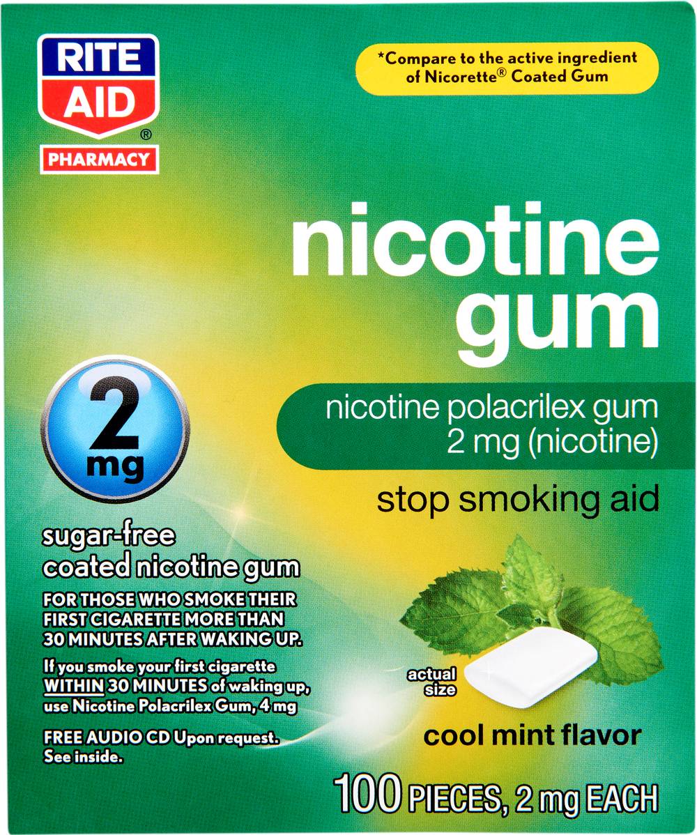 Rite Aid Nicotine Gum 2 mg, Mint (100 ct)