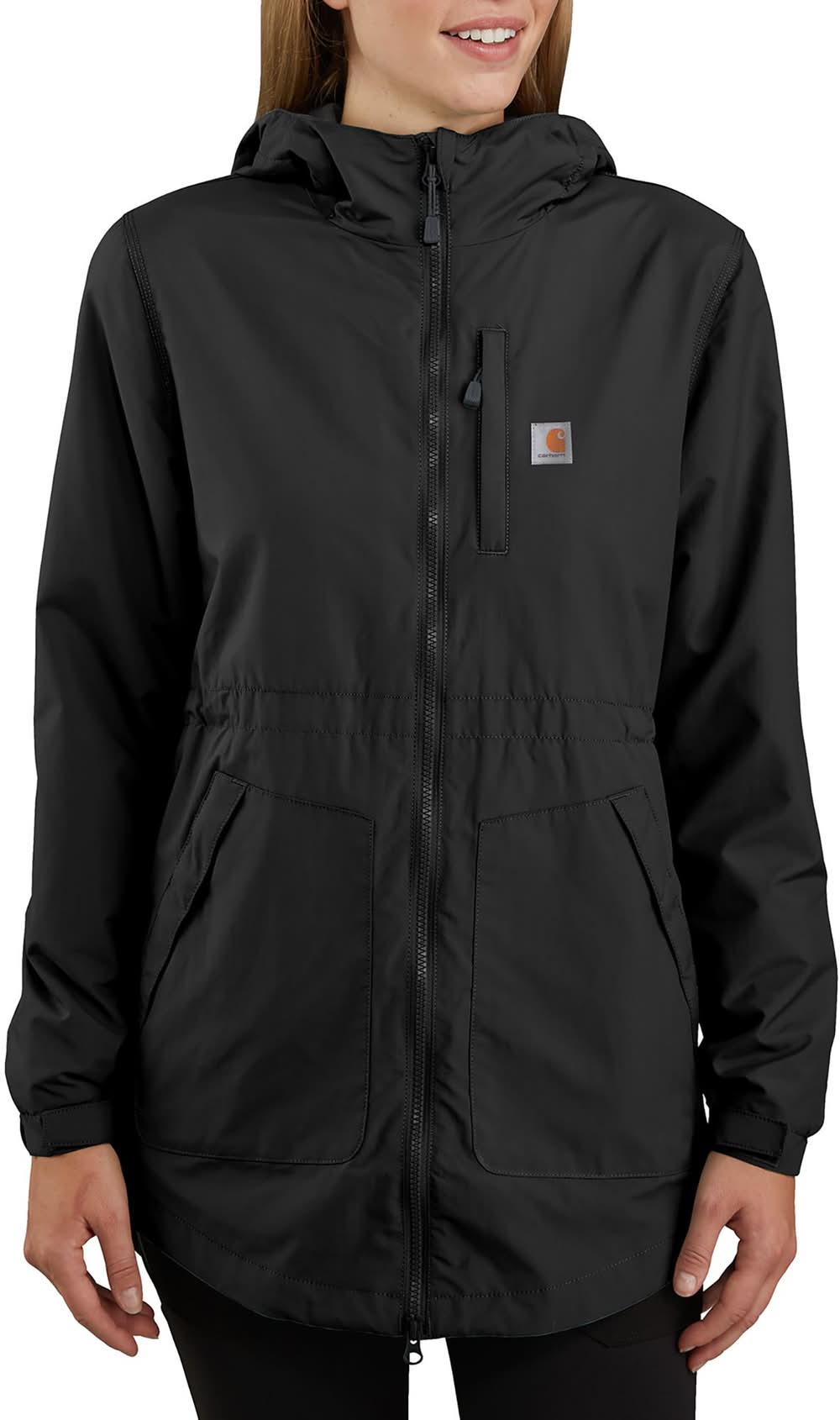 Carhartt Women's Rain Defender Hooded Lightweight Coat (Black, M)
