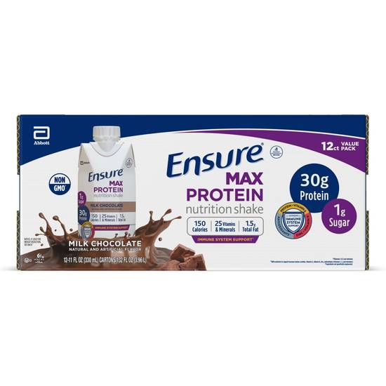 Ensure Max Protein Nutrition Shake, Milk Chocolate, 11 OZ, 12 CT