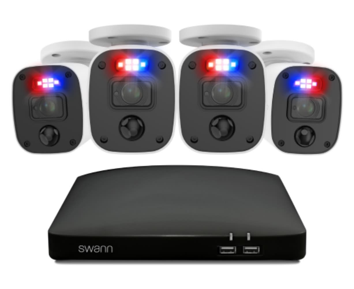 Swann 8-Channel 2K DVR Security System with 4 Cameras, Mics and 1TB HDD