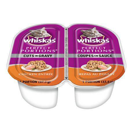 Whiskas nourriture en conserve pour chat (2 x 37,5 g) - perfect portions cuts in gravy chicken entrée wet cat food (75 g)