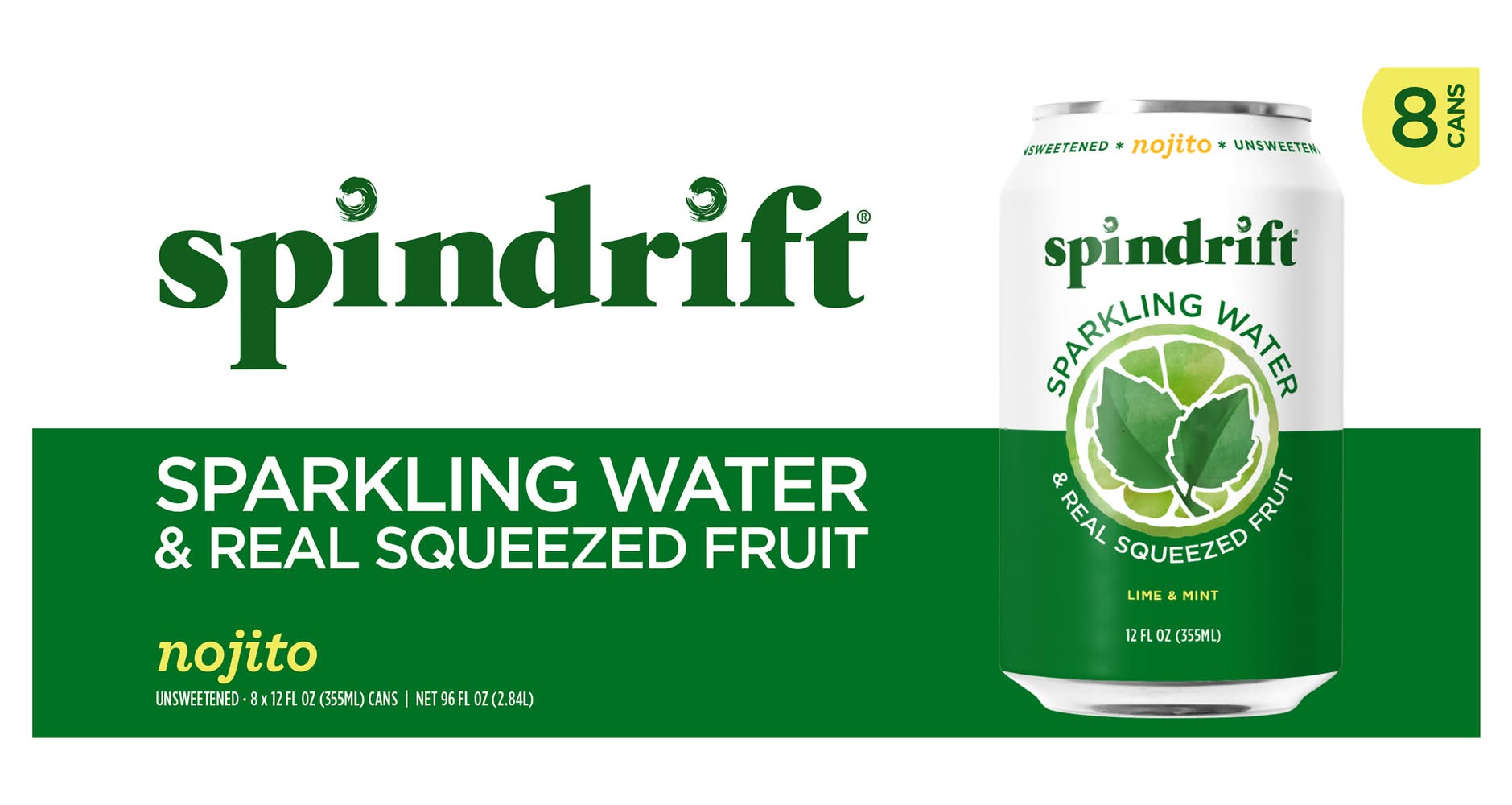 Spindrift Sparkling Water, Lime & Mint (8 x 12 fl oz)