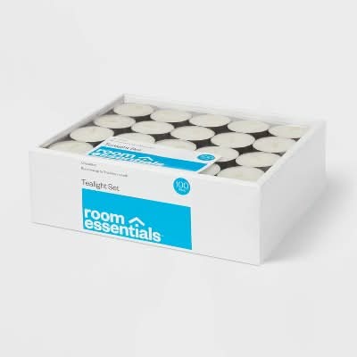 Room Essentials Unscented Tea Lights Candle, White (100 ct)