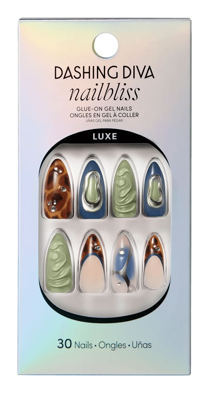 Dashing Diva Nailbliss Luxe Glue on Gel False Nails, Lost In The Forest (30 ct)