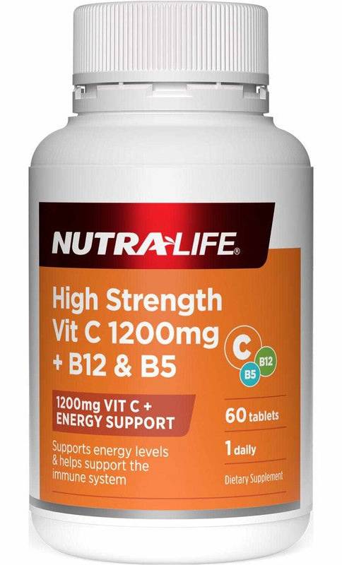 Nutra-Life High Strength Vit C 1200mg + B12 & B5 Tablets 60s