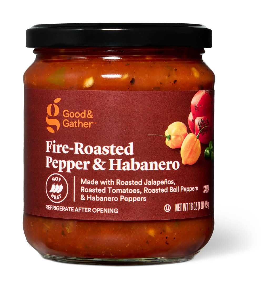 Good & Gather Hot Fire Roasted Salsa, Pepper-Habanero (16 oz)
