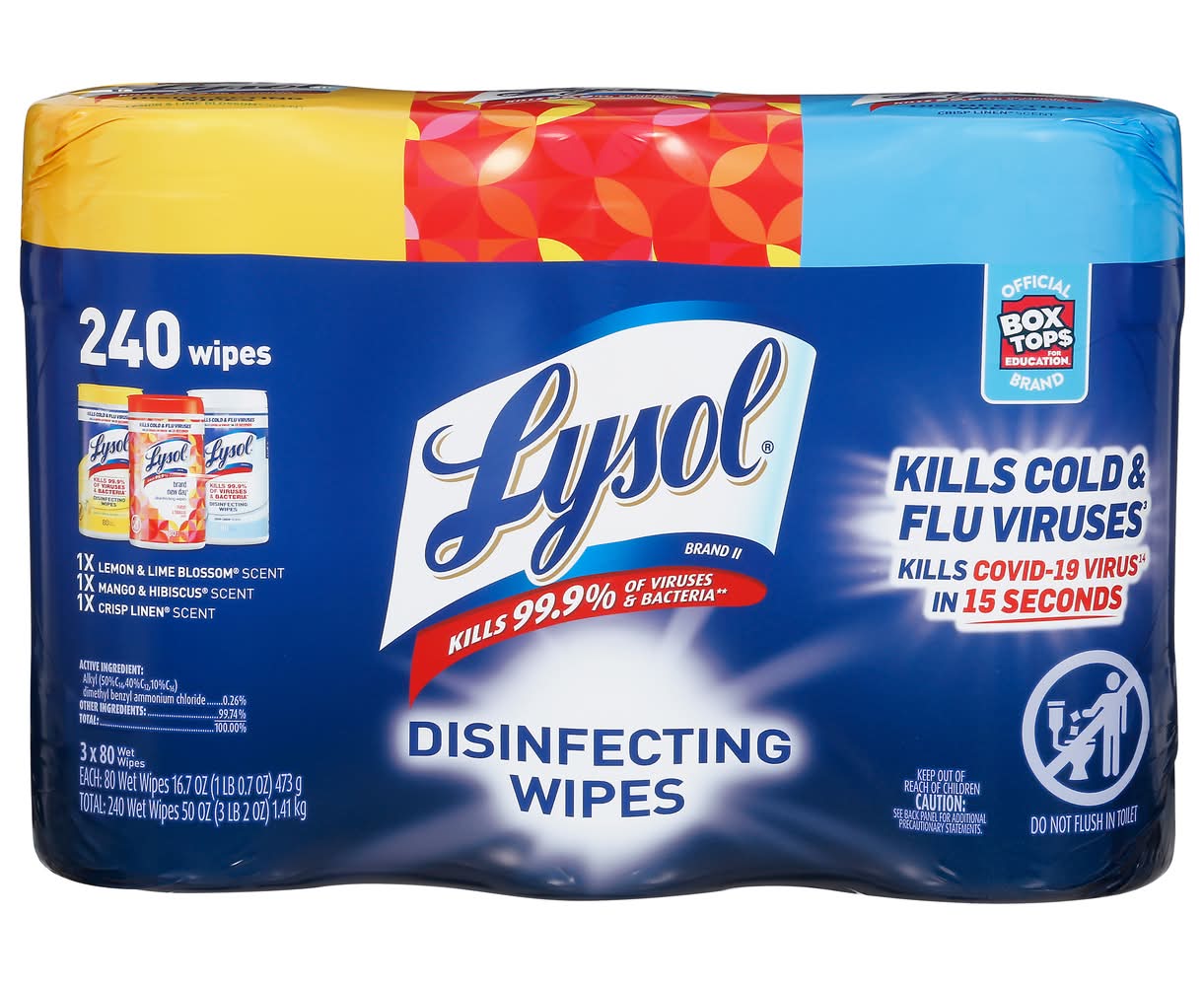 Lysol Disinfecting Wipes, Assorted (3 x 80 ct)