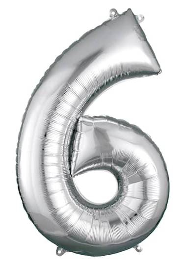 Inflated 34" Silver Number Mylar Balloon