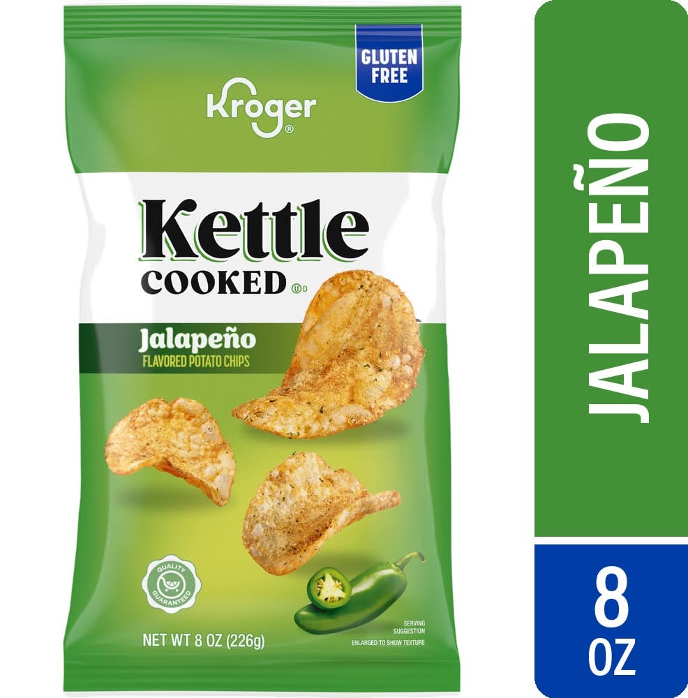 Kroger Kettle Cooked Gluten Free Potato Chips, Jalapeño (8 oz)