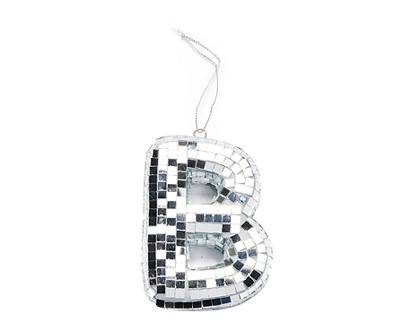 "B" Monogram Silver Mosaic Ornament