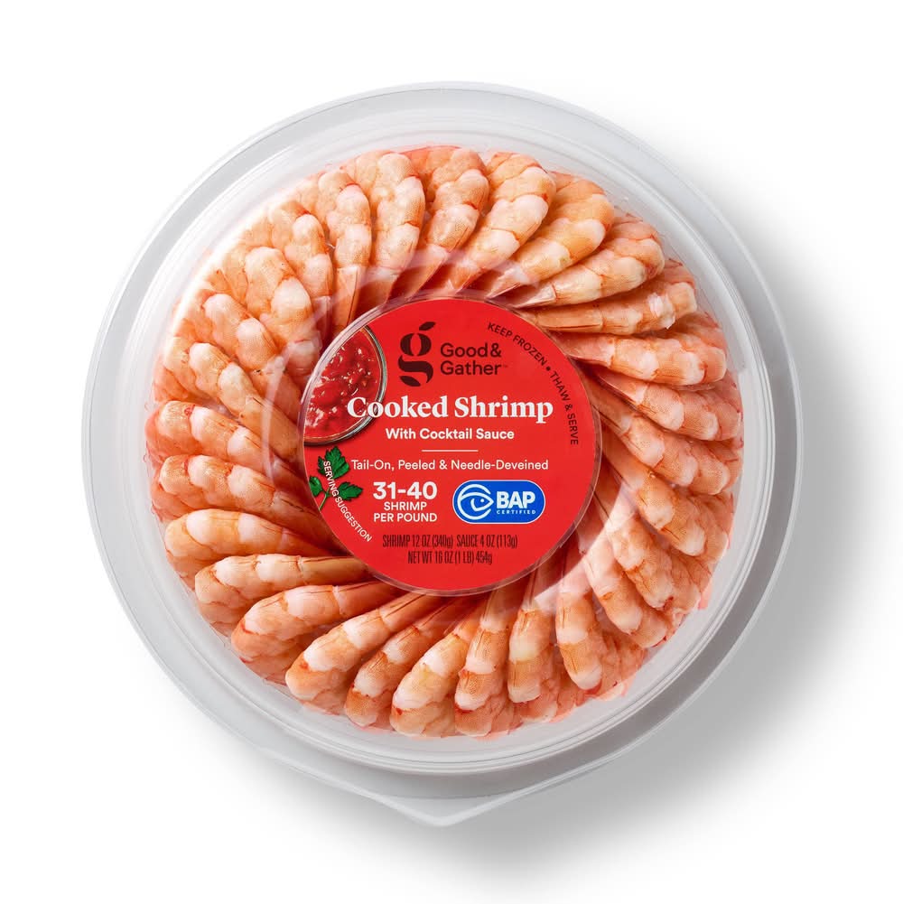 Good & Gather Tail on Cooked Shrimp With Cocktail Sauce (16 oz)