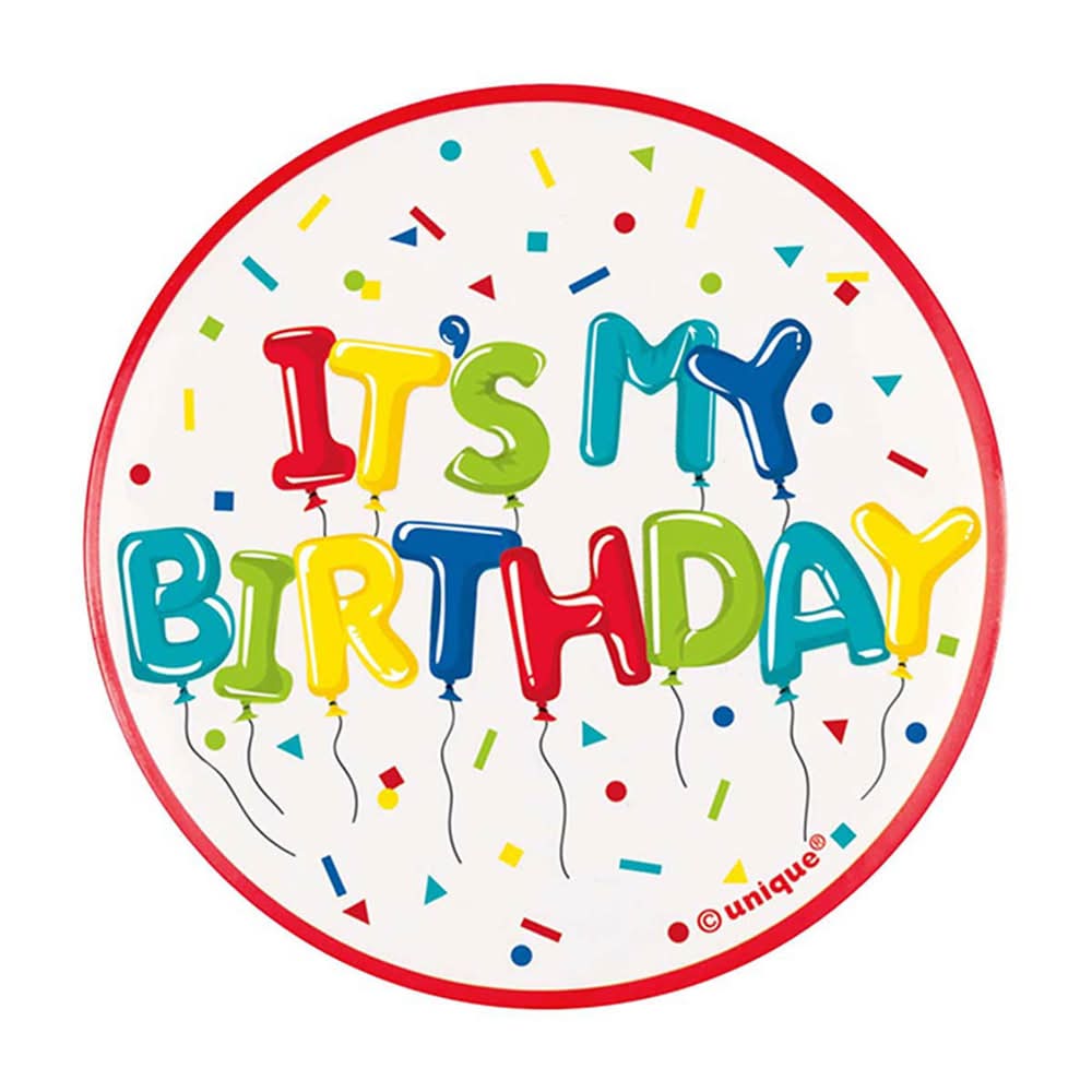 3-2-1 Party Colorful Balloon Birthday Badge