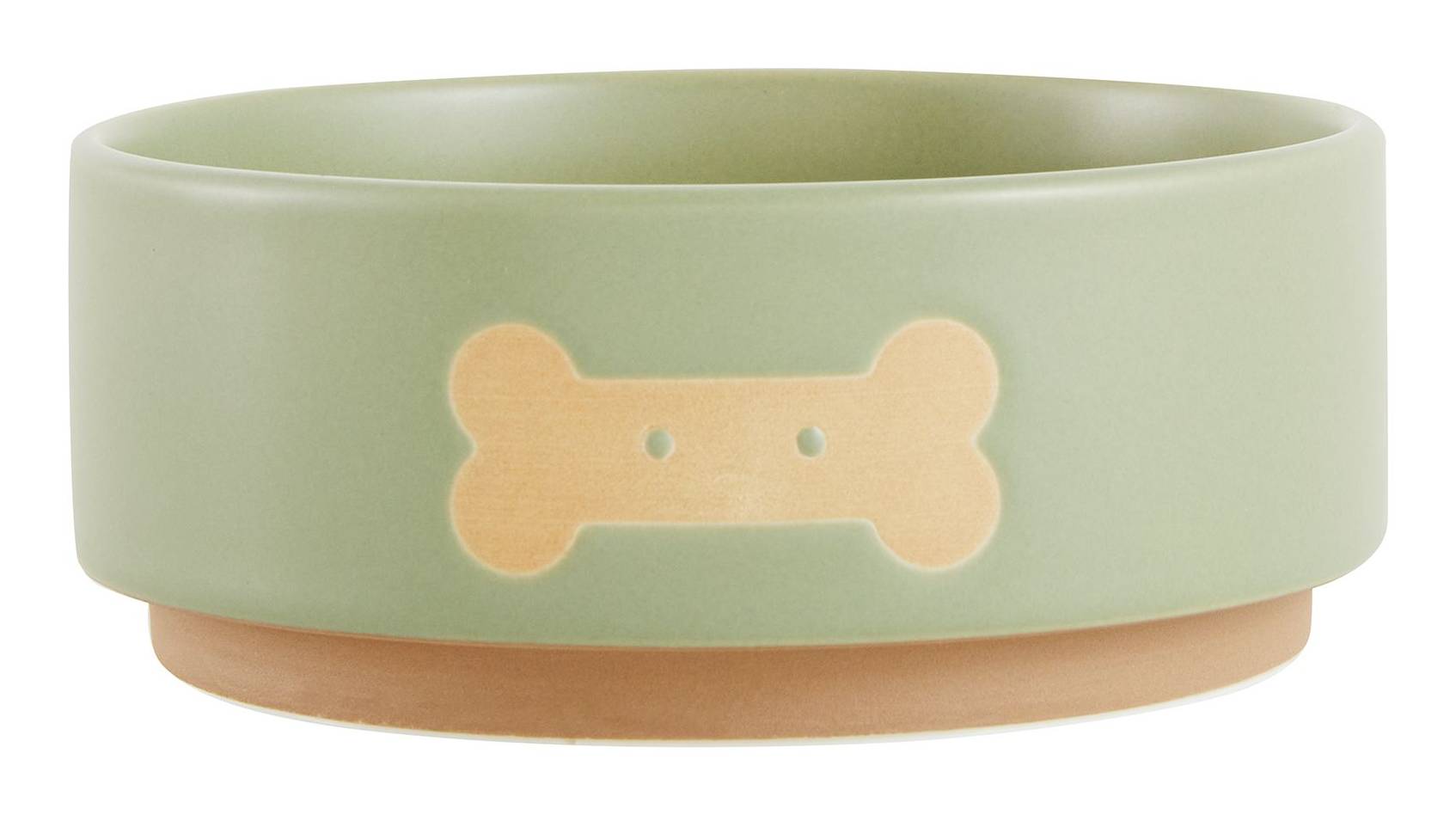 Top Paw Olive Bone Ceramic Dog Bowl, Green
