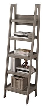 Homenations Barrington 72H 5-Shelf Ladder Bookcase, Washed Gray (SH-OF-2621)