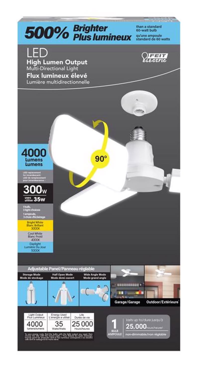 Feit Wide Surface E26 (Medium) Led Garage Bulb Bright White 300 Watt Equivalence 1 Pk