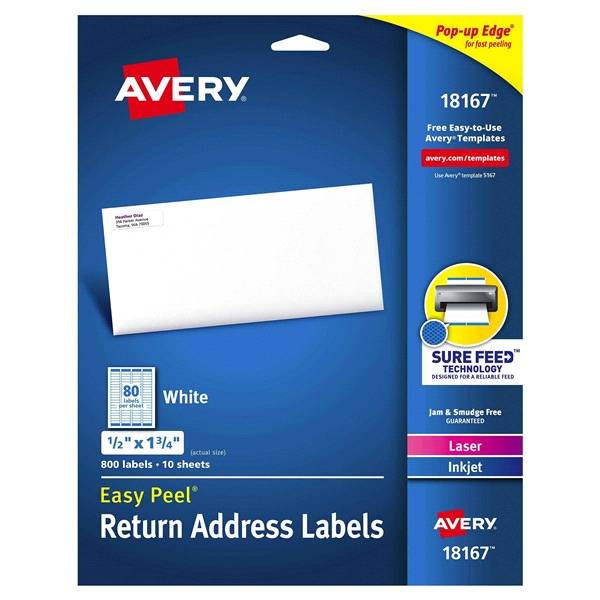 Avery White Return Address Labels 1816 (800 ct)