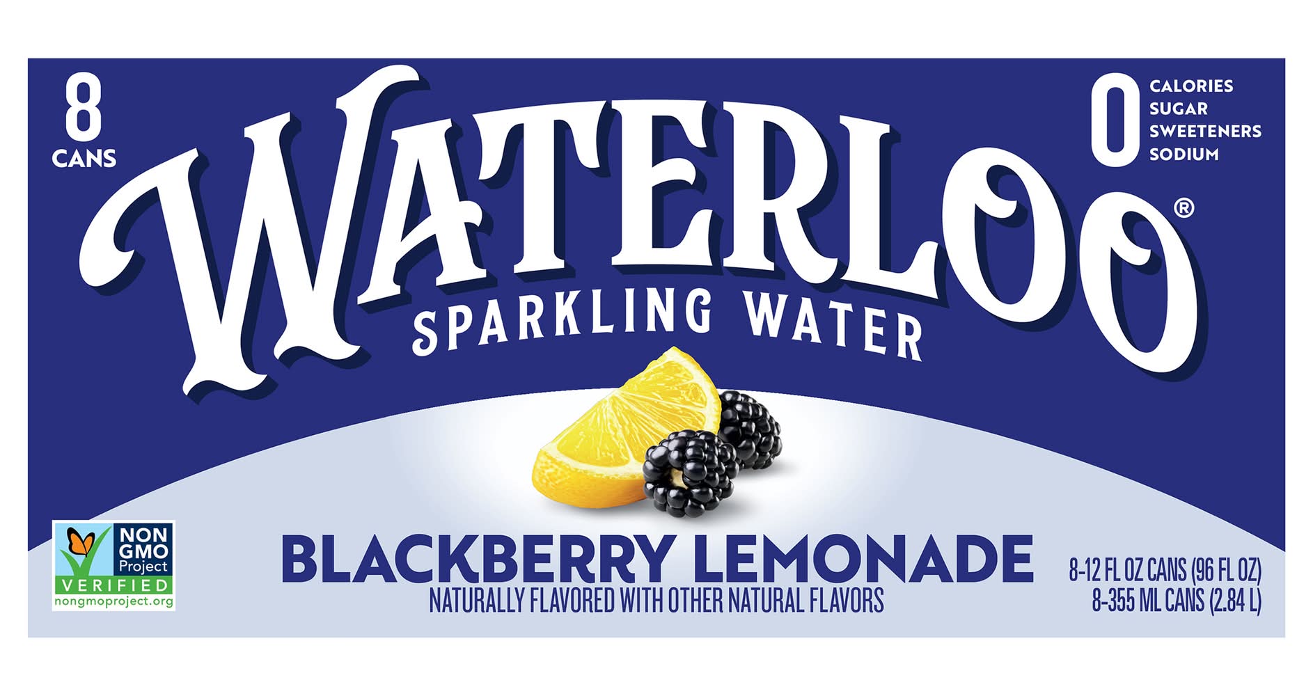 Waterloo Zero Sugar Sparkling Water, Blackberry Lemonade (8 x 12 fl oz)