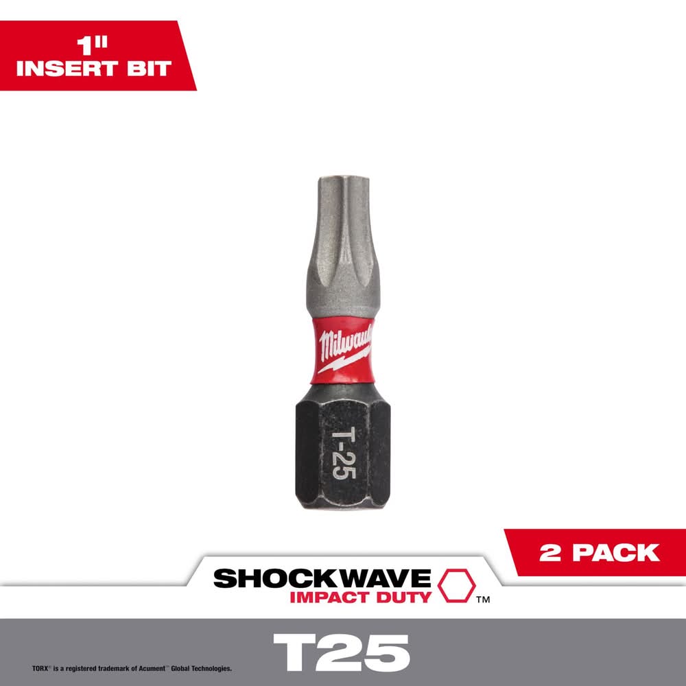 Milwaukee Shockwave Torx T25 X 1 In. L Impact Insert Bit Alloy Steel 2 Pc