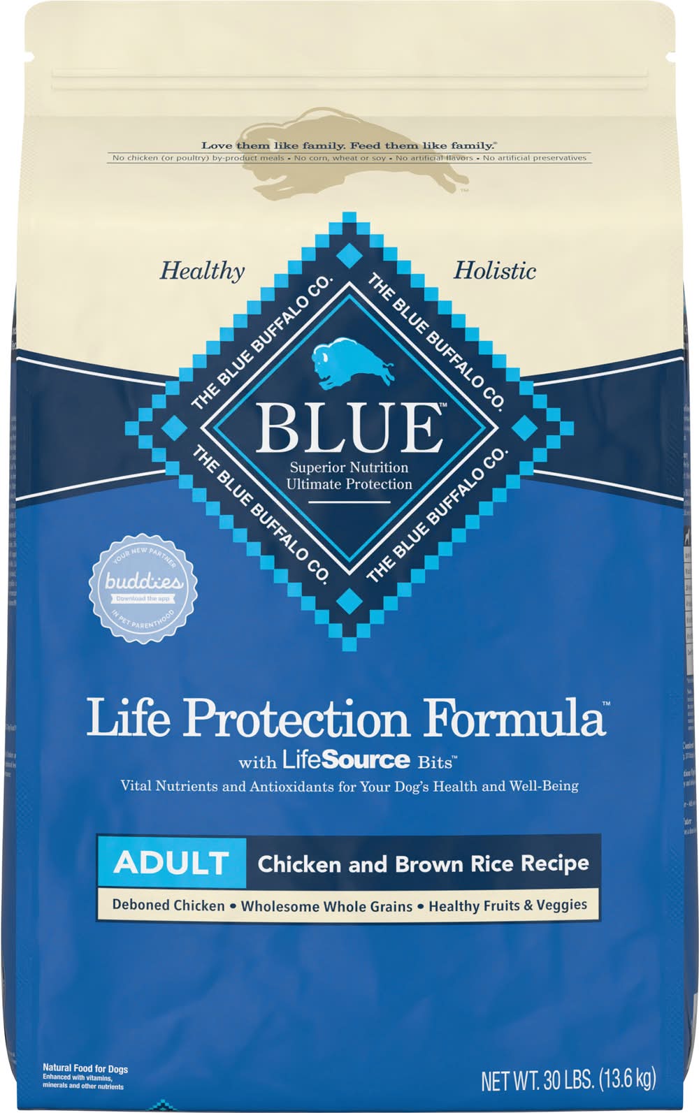 Blue Buffalo Life Protection Formula Chicken & Brown Rice Recipe Food For Dogs, Adult (30 lbs)