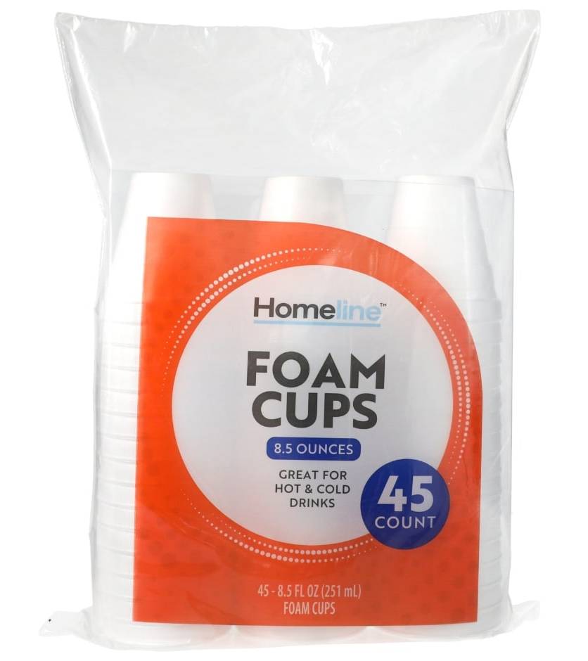 Homeline Hot & Cold Drinks Foam Cups 8.5 fl oz (45 ct)