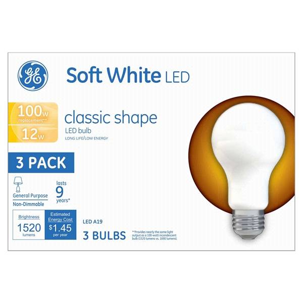 Led 100w Eq A19 Soft White Nondimmable Light Bulb 3-pack