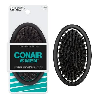 Conairman Cushion Boar Bristle All Purpose Hair Brush, Black