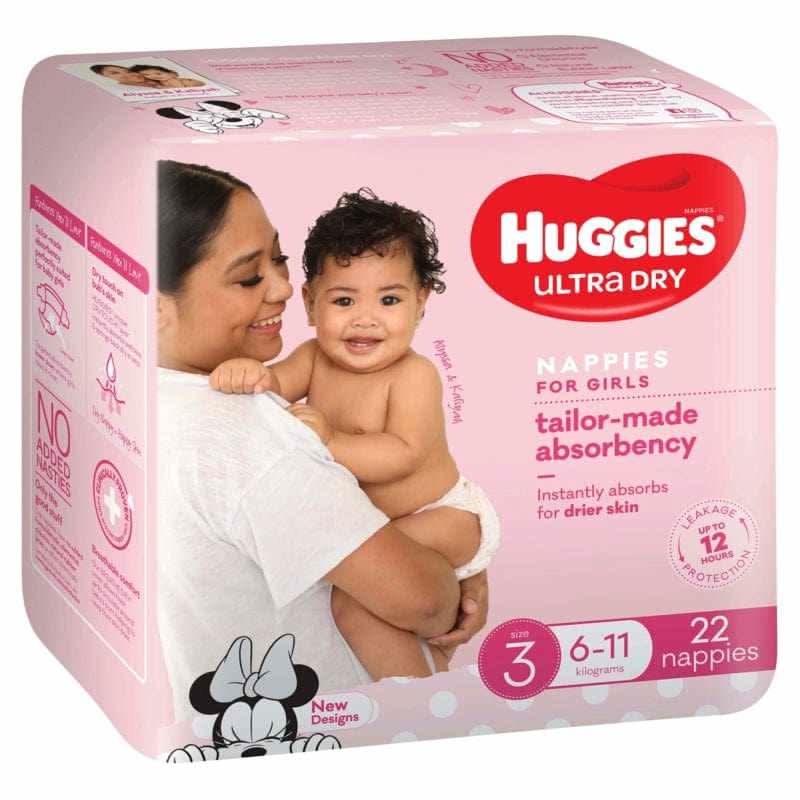 Huggies Ultra Dry Nappies For Girls Size 3 22s