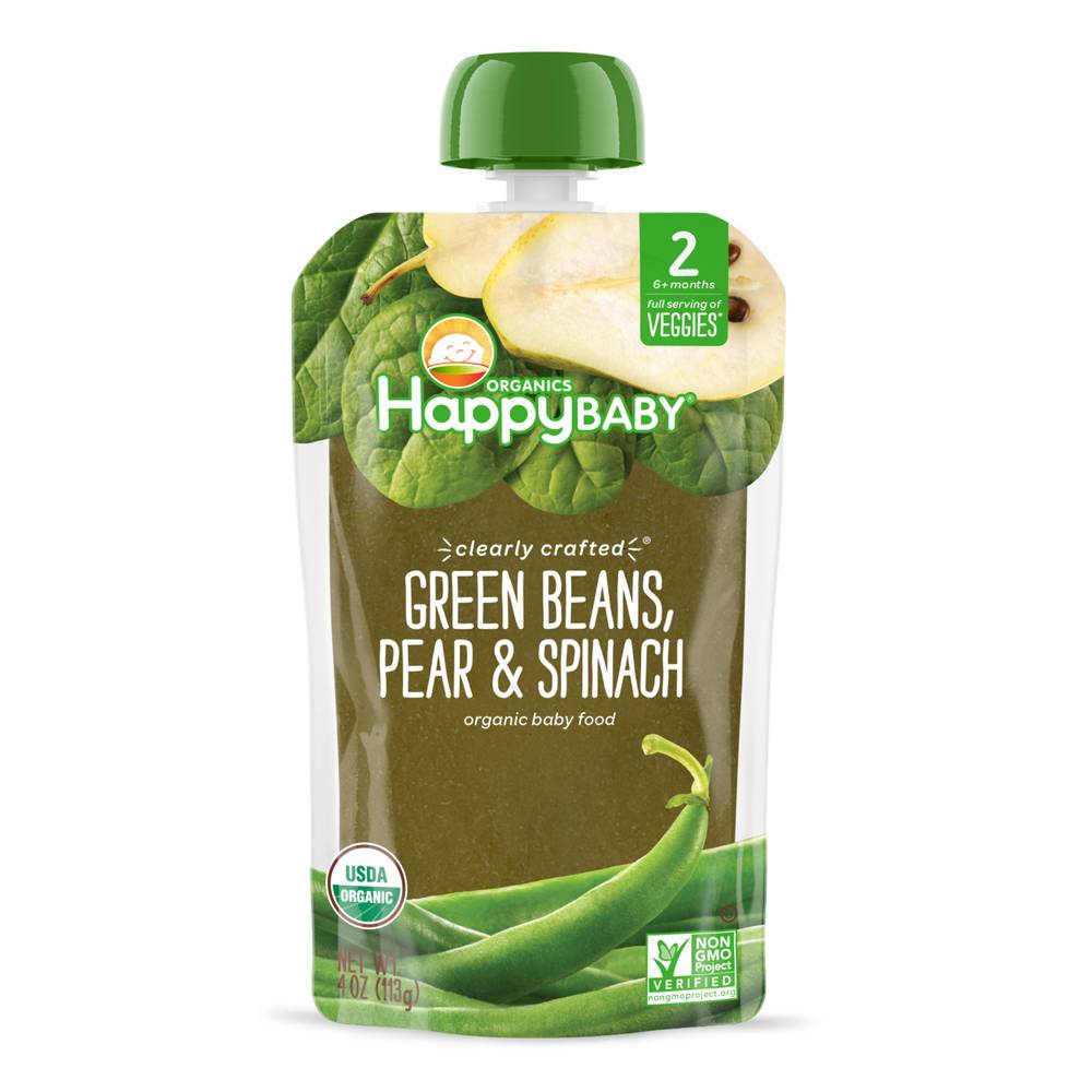 Happy Baby Green Beans Spinach & Pears Blend 6+ Months (4 oz)