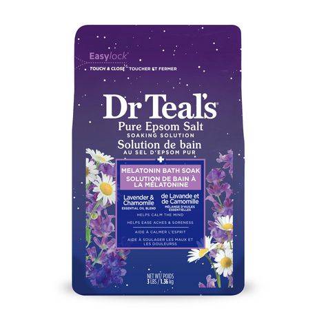 Dr teal's solution de bain au sel d'epsom pur à mélatonine (lavande - camomille)