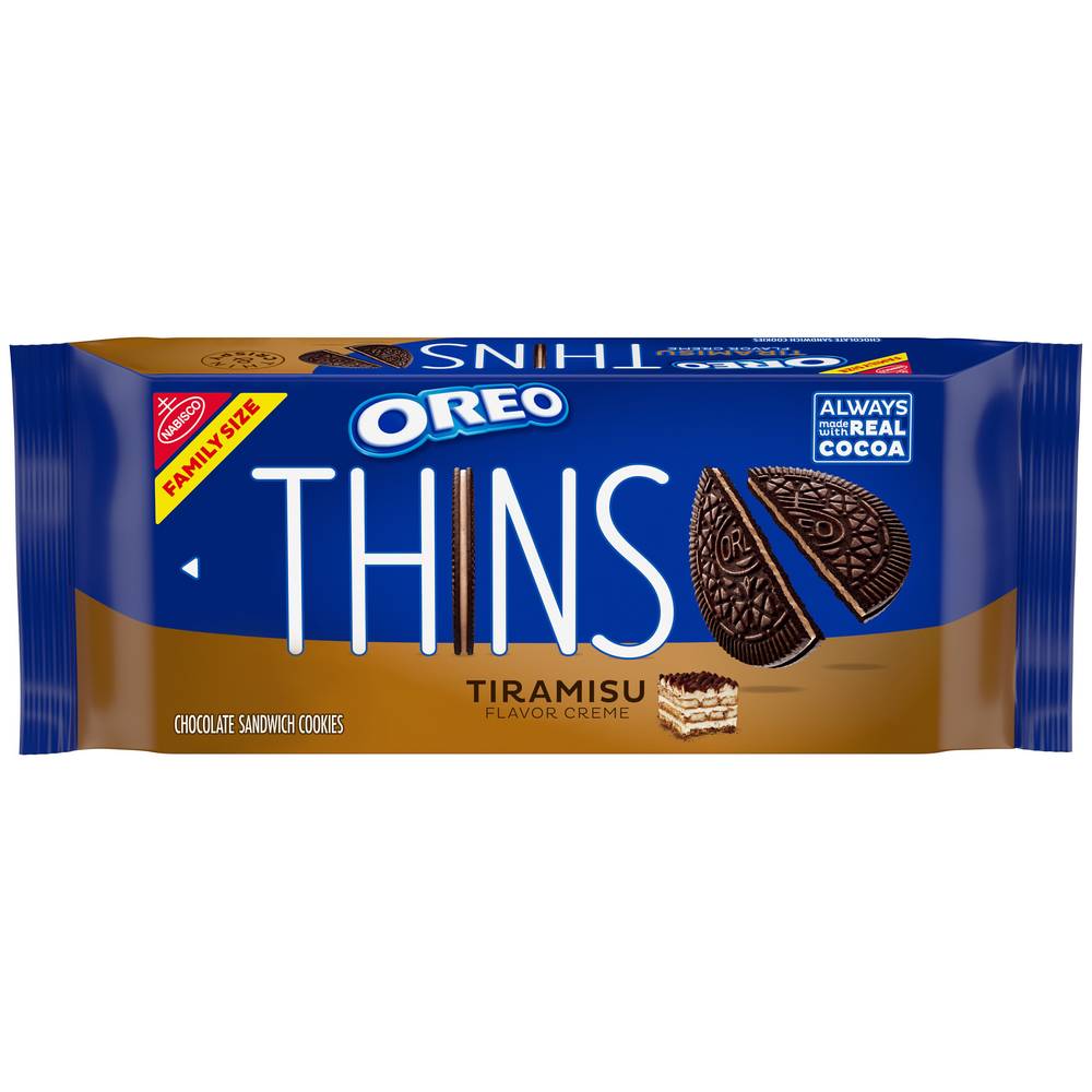 Oreo Thins Tiramisu Creme Chocolate Sandwich Cookies, Family Size (11.78 oz)