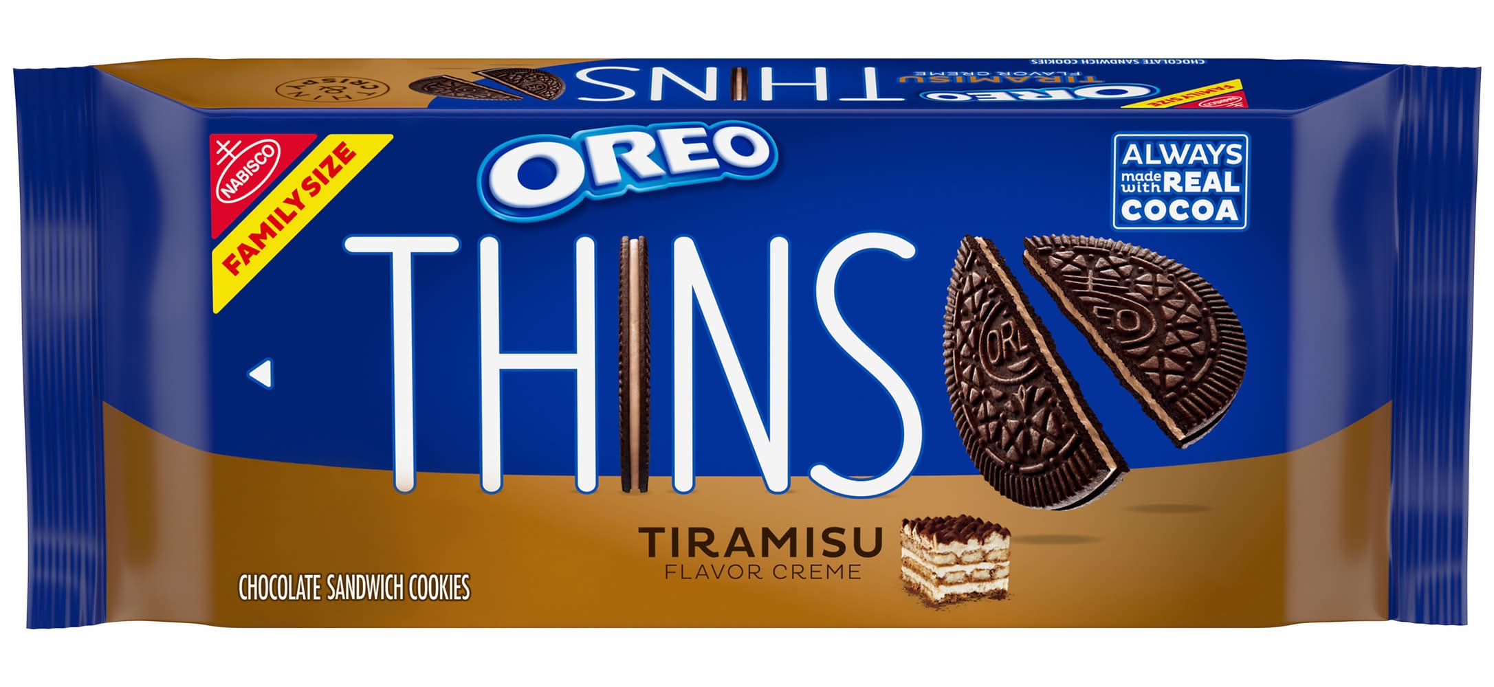 Oreo Thins Tiramisu Creme Chocolate Sandwich Cookies, Family Size (11.78 oz)