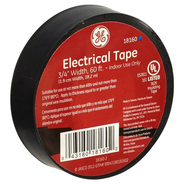 Plastic Electrical Tape 3/4'' X 60 ft Blk