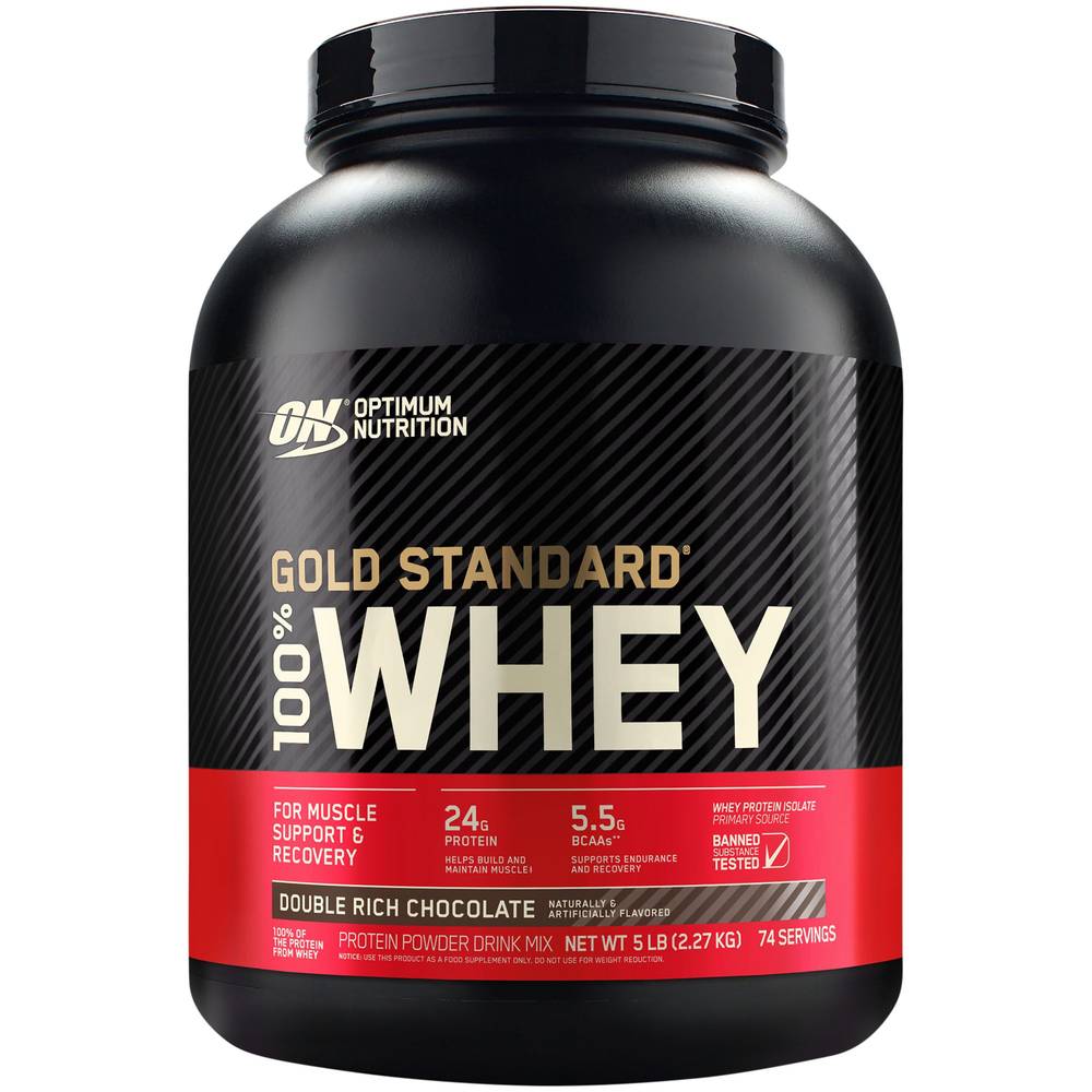 Optimum Nutrition Gold Standard 100% Whey Protien Powder Drink, Double Rich Chocolate (5 lbs)