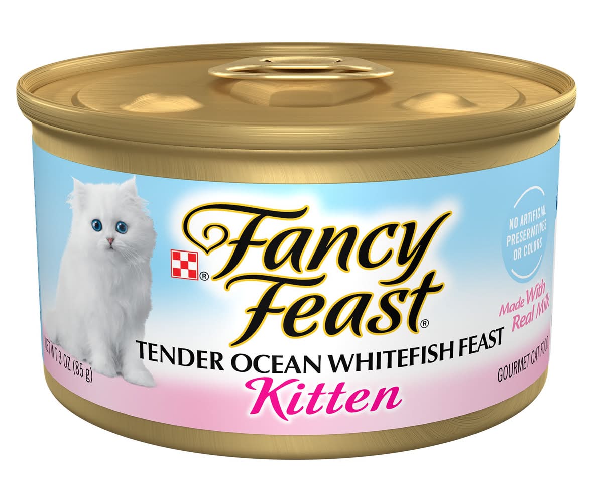 Fancy Feast® Kitten Kitten Cat Wet Food - 3.33 oz., With Vitamins, High-Protein (Flavor: Ocean Whitefish, Color: Assorted, Size: 3 Oz)