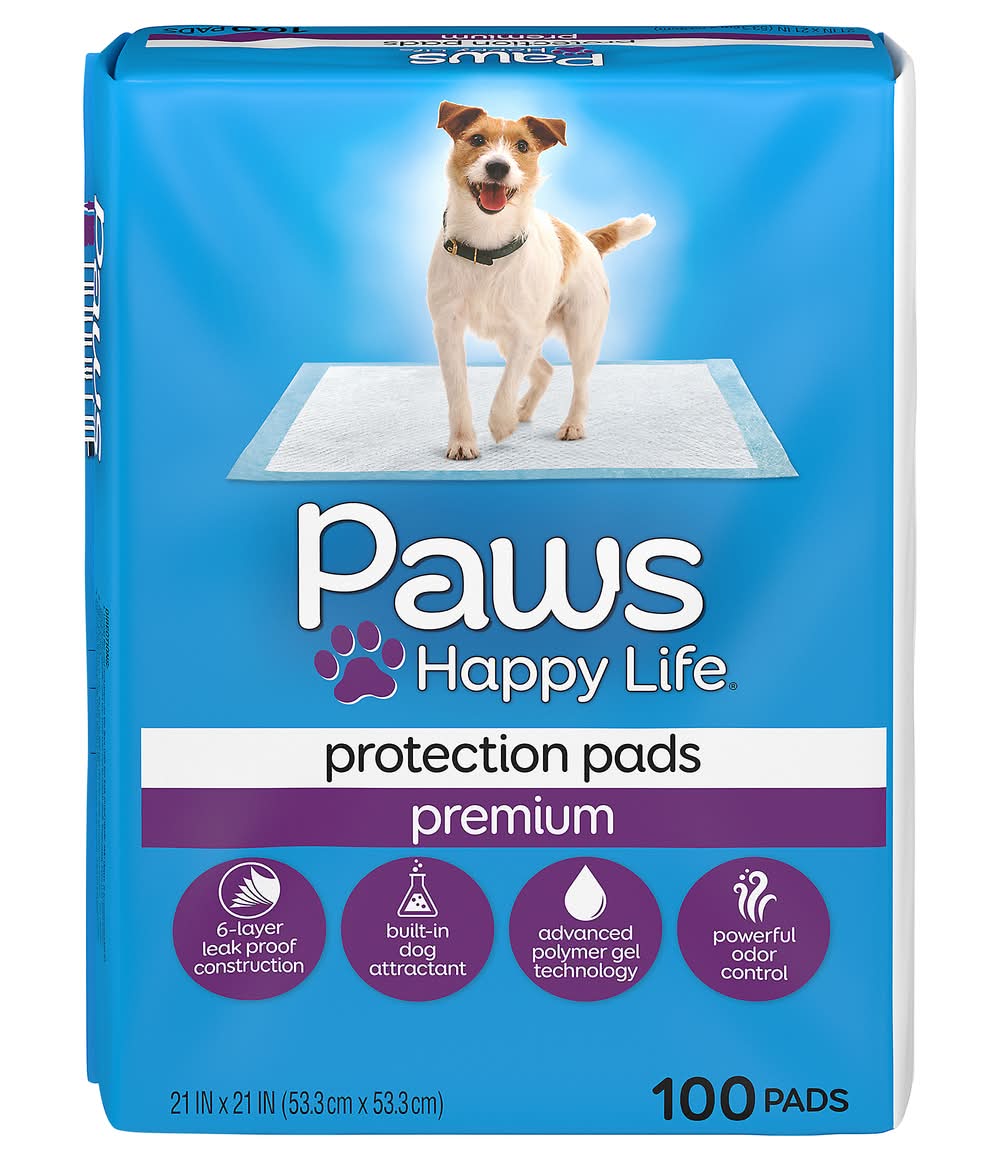 Paws Happy Life Basic Training Pads For Dogs, 21x21 in (100 ct)