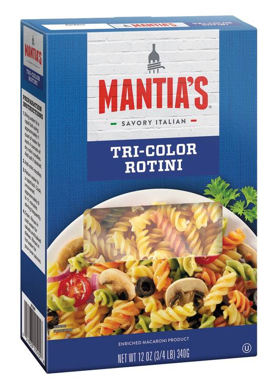 Mantia's Tri Color Rotini Pasta (12 oz)