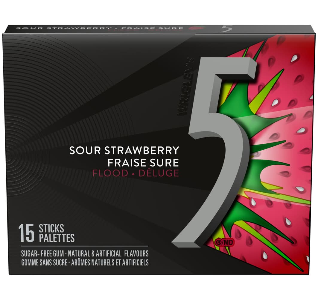 Wrigley's Flood Gum, Strawberry (37.5 g, 15 ct)