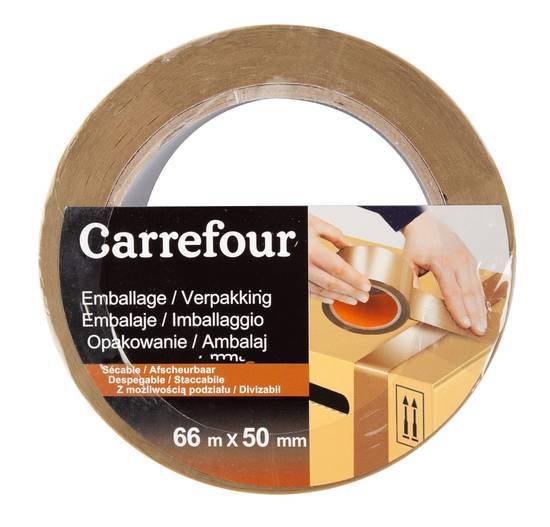 Carrefour - Ruban d'emballage sécable, 66 m x 50 mm (261g)