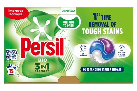 Persil Bio 3 in 1 Stain Removal Laundry Washing Capsules (15 pack)