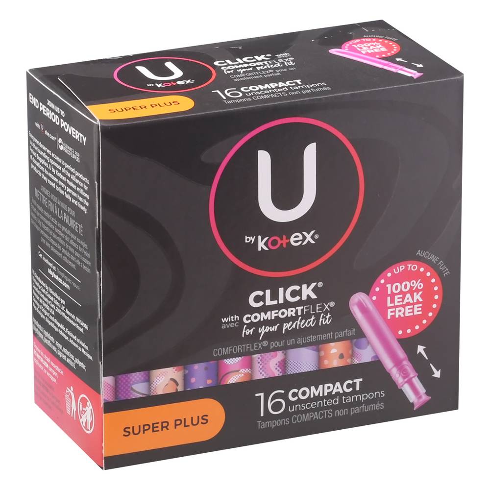 U by Kotex Click Super Plus Unscented Compact Tampons (16 ct)