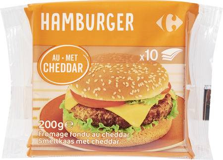 FID - Fromage Cheddar pour Hamburger CARREFOUR CLASSIC' - le paquet de 10 tranches - 200g