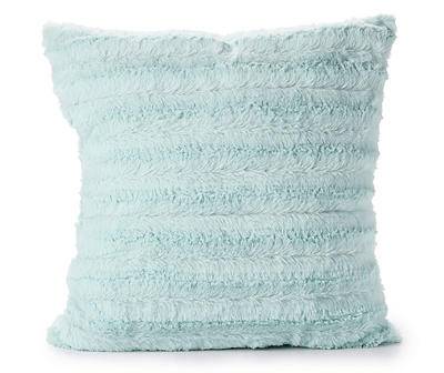 Savannah Aqua Textured-Stripe Fuzzy Throw Pillow