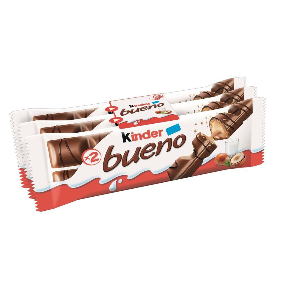 Barre chocolatée Chocolat au Lait KINDER BUENO - 3 barres - 129g
