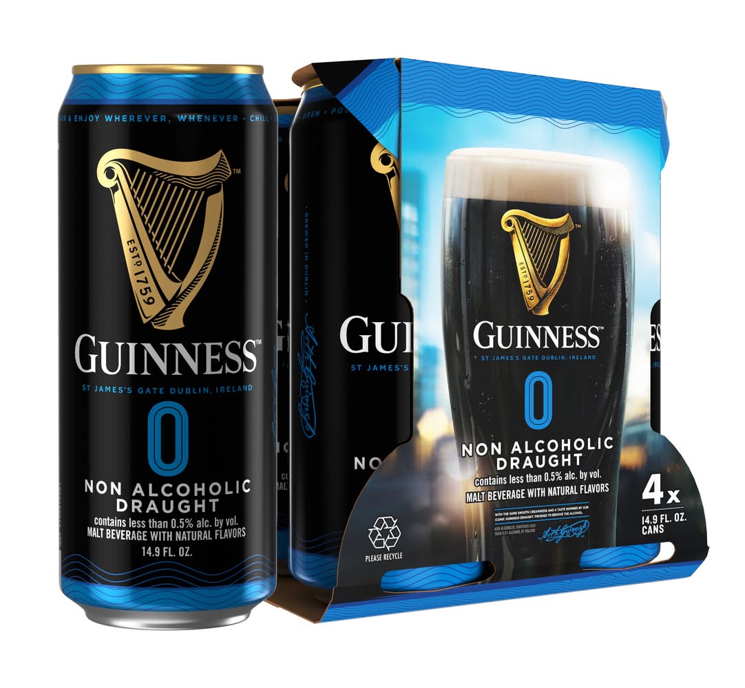 Guinness 0 Non Alcoholic Draught Beer (4 x 14.9 fl oz)