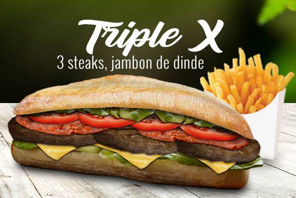Sandwich triplex 3 steak 45gr, jambon, cheddar (seul)